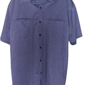 Positano Men’s Short Sleeve Button Shirt Size Medium Navy Blue C-6